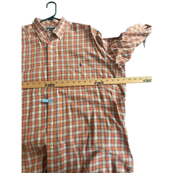 Ralph Lauren Shirt Mens Large Orange Checks Plaid Button‎ Down Pony Logo Blake - Picture 9 of 12
